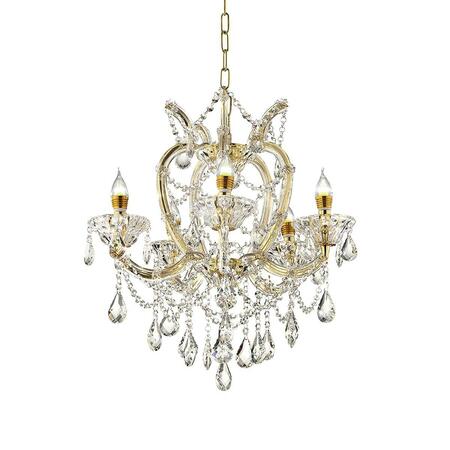 CLING 22 in. Bella Petite Gold Crystal 5-LED Light Chandelier CL3666721